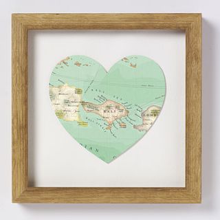 bali map heart print by bombus off the peg