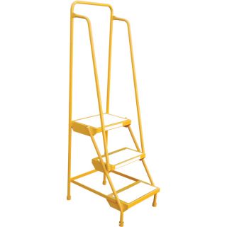 Vestil Commercial Rolling Ladder — Spring Loaded, 3 Steps, 300-Lb. Capacity, Model# LAD-3-Y  Rolling Ladders   Platforms
