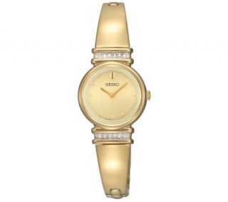 Seiko Ladies Swarovski Crystal Goldtone Stainless Steel Watch —