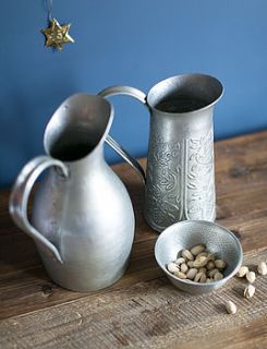 silver leaf embossed pitcher by rose & grey