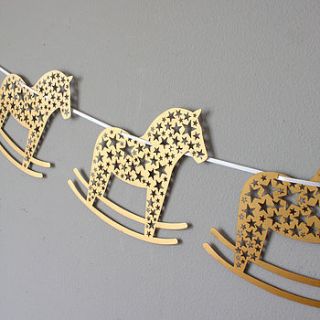 laser cut rocking horse bunting by mr yen designs