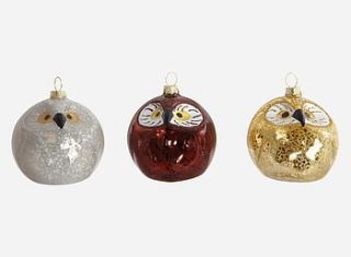set of three owl ornaments by horsfall & wright