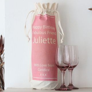 personalised wine bottle bag by what katie did next
