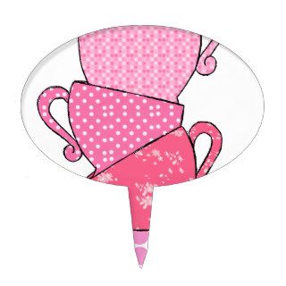 Pink Tea Cup Stack Cake Pick