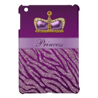 Purple Princess Crown Zebra Print iPad Mini Case