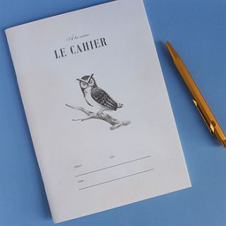 'le cahier' owl notebook by fox and star