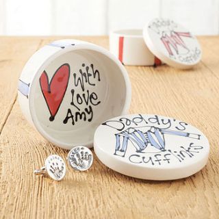 personalised ceramic cufflinks box by gallery thea