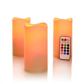Jeffrey Banks Set of 3 Outdoor Wavy Edge LED Candles with Remote