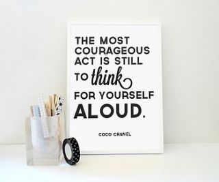 coco chanel quote think for yourself aloud by sacred & profane designs
