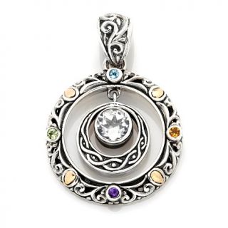 Bali Designs by Robert Manse 1.45ct Multigemstone Circular Sterling Silver Pend