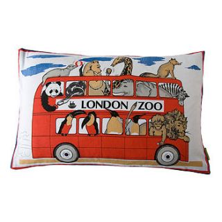'london zoo' bus upcycled cushion by hunted and stuffed