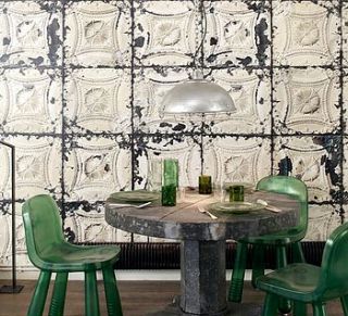 brooklyn tin tile wallpaper by house interiors & gifts