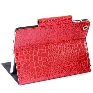 Generic Notebook Design Magnetic Smart Cover Crocodile Grain Leather Case for ipad 2/3/4  Red Cell Phones & Accessories