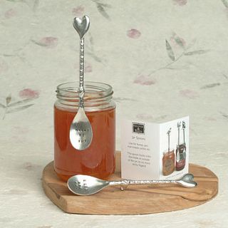 personalised hand stamped heart jam jar spoon by glover & smith