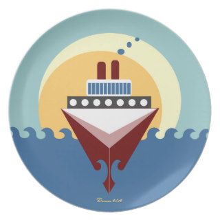 Sunrise Cruise Ship Decorative Art Plate