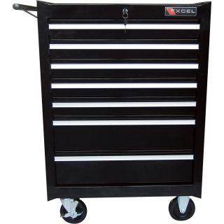 Excel 26in. 7-Drawer Roller Tool Cabinet — 26 7/8in.W x 18in.D x 39 1/4in.H, Model# TB2080BBSB-BLACK  Tool Chests
