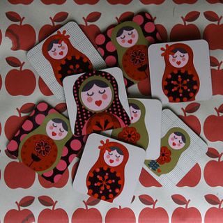 russian doll set of 8 coasters in a gift box by that lovely shop