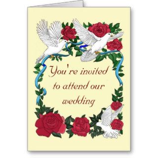Doves and Roses Romantic Wedding Invitation Greeting Card