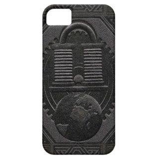 Engraved Like Black Leather w/ Earth & Padlock iPhone 5 Covers