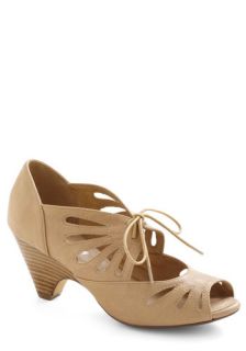 Lace Me Up Before You Go Go Heel in Tan  Mod Retro Vintage Heels