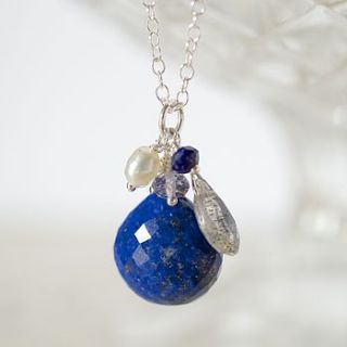 lapis gemstone cluster necklace by sugar mango