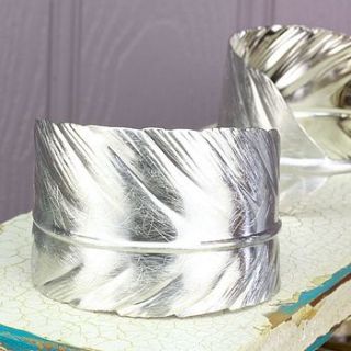 silver feather style cuff by lisa angel
