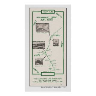 1914 Map, Reno Verdi to Steamboat Springs Print