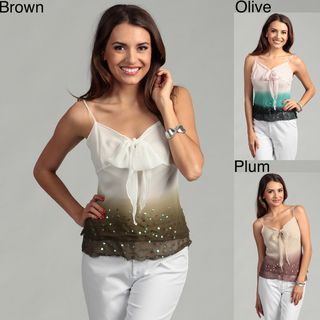 Tokyo Collection Women's Twist front Sequin Tank Top Tokyo Collection Sleeveless Shirts