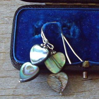 mother of pearl double heart earrings by ava mae designs