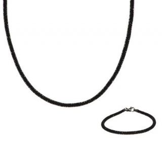VicenzaSilver Sterling Black Spinel Mesh Bracelet or Necklace 