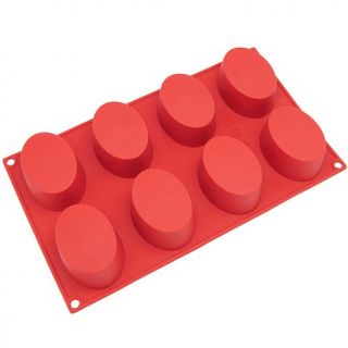 Freshware 8 Cavity Silicone Oval Cake and Soap Mold   Red