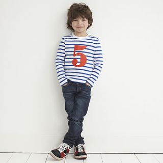 age/number kids t shirt french breton by bob & blossom ltd