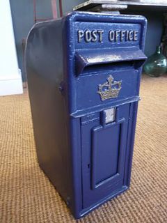 vintage style cast iron post box blue by elizabeth and stevens