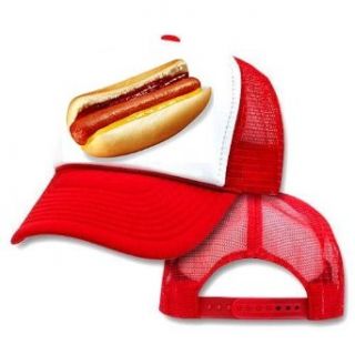 Hot Dog Mesh Trucker Hat Cap Hotdog (Red) Clothing