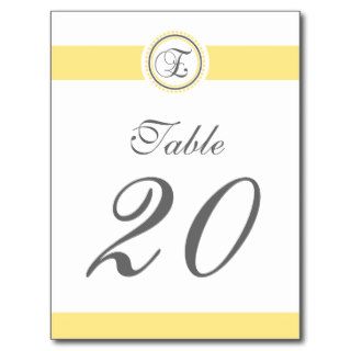 E Dot Circle Monogram Table Number (Yellow / Gray) Postcards