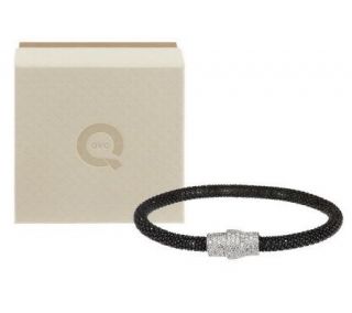 VicenzaSilver Sterling Beaded Mesh Bracelet with Crystal Clasp —