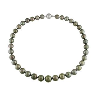 Miadora 14k White Gold Tahitian Pearl and Diamond Necklace (G H, I1 I2) Miadora Pearl Necklaces