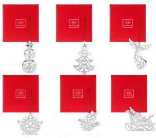 Set of 6 Lenox Sparkle & Scroll Ornaments w/ Gift Boxes —