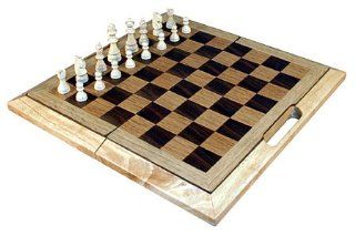Folding 16" wooden chess set with handle and storage Sports & Outdoors