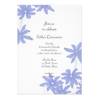 Blue Daisies Quinceanera Party Invitation