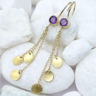 amethyst earrings with 18ct gold petals by lilia nash jewellery