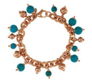 Bronzo Italia Large Bold Turquoise & Bronze Bead Charm Bracelet —