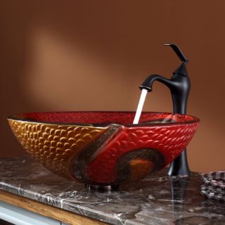 Kraus Copper Snake Glass Vessel Sink and Ventus Faucet   C GV 620 17mm