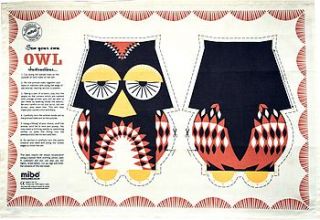 owl organic cotton tea towel by mibo ltd