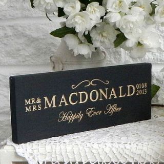 personalised engraved wooden wedding sign by winning works
