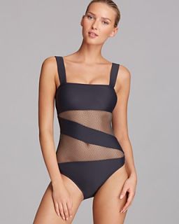 DKNY Solid Mesh Splice Maillot One Piece Swimsuit's