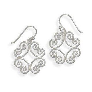 Flower Heart Clover Scroll Design Earrings Sterling Silver Jewelry
