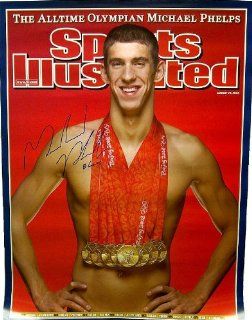 USA Olympic Gold Medalist Swimmer Michael Phelps Signed/Autographed Special Inscription "8 Golds" Sports Illustrated Cover Poster at 's Sports Collectibles Store