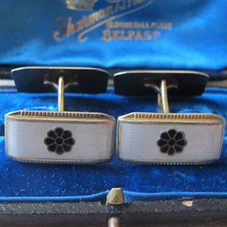 vintage silver guilloche enamel cufflinks by ava mae designs