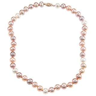 DaVonna 14k 8 9mm Multi Pink Freshwater Cultured Pearl Strand Necklace (16 36 inches) DaVonna Pearl Necklaces